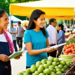 자치행정사 시험 과목 - "An empathetic female public administrator, professionally dressed in smart casual attire, engages i...