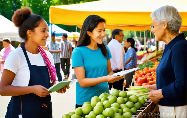 자치행정사 시험 과목 - "An empathetic female public administrator, professionally dressed in smart casual attire, engages i...