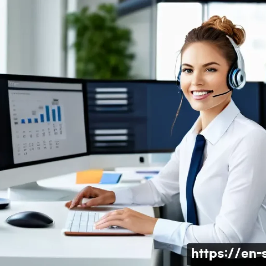 자치행정사 경력서 작성법 - A professional office environment showing a confident administrative assistant at a modern desk, equ...