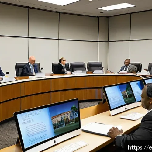 자치행정사 관련 법규와 정책 - A detailed, realistic scene of a local government city council meeting room during a public hearing ...